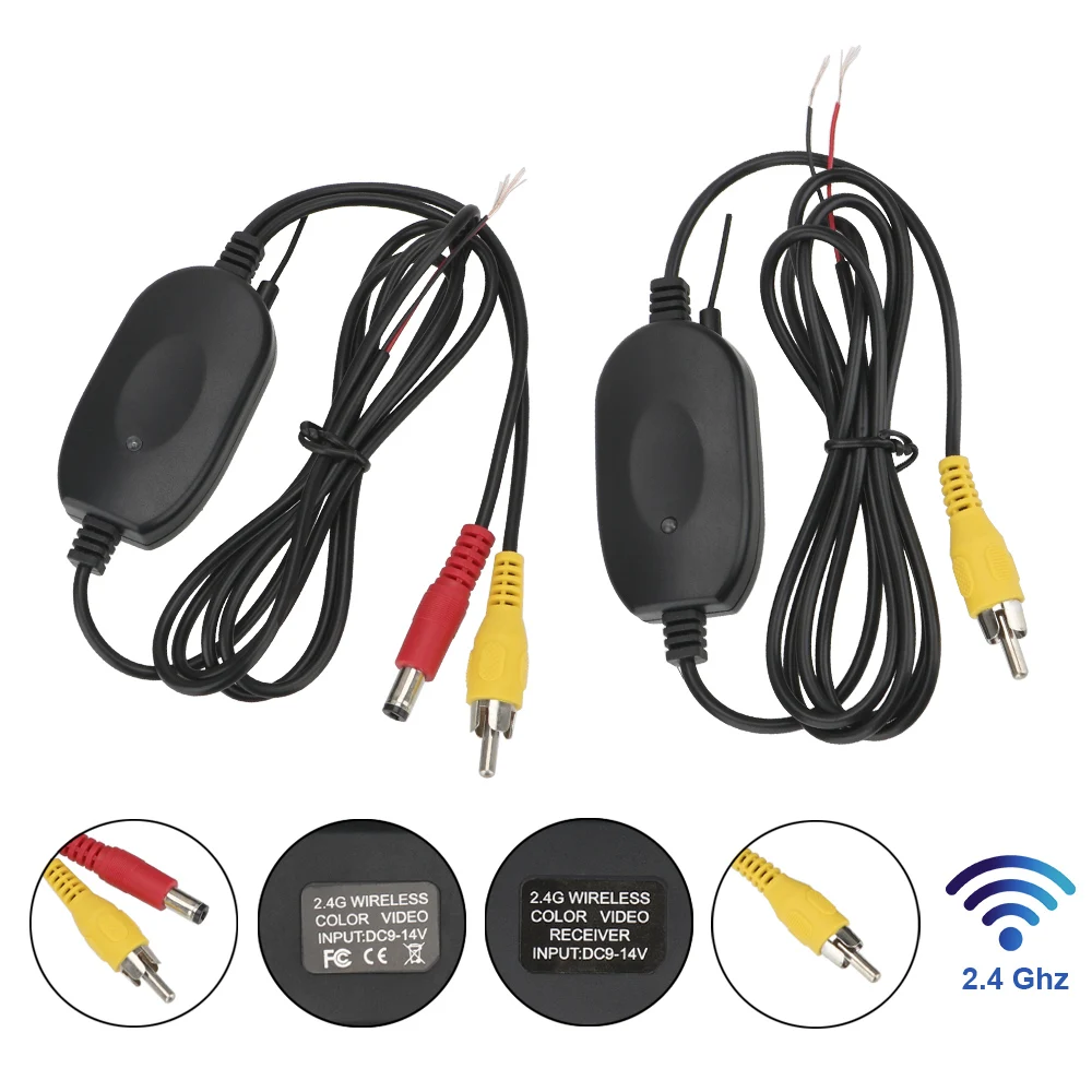 Video Transmitter Receiver Kit 2.4G Wireless Screen Reverse Backup Rearview Cam for Car Rear View Camera and DVD Monitor