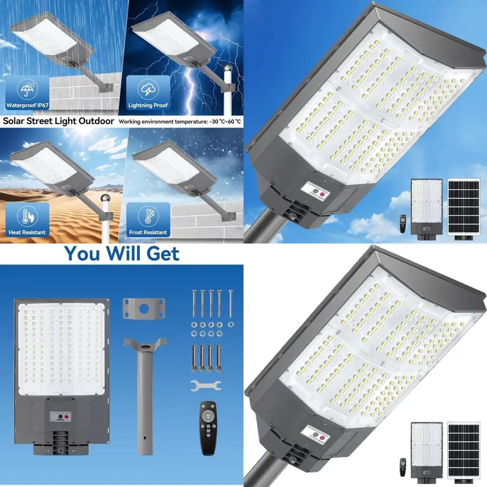 

Outdoor 10500W LED Street Lights with 650,000 Lumens, 7000K Daylight, 40,000mAh Battery, IP67 Waterproof, Motion Sensor, Ideal f