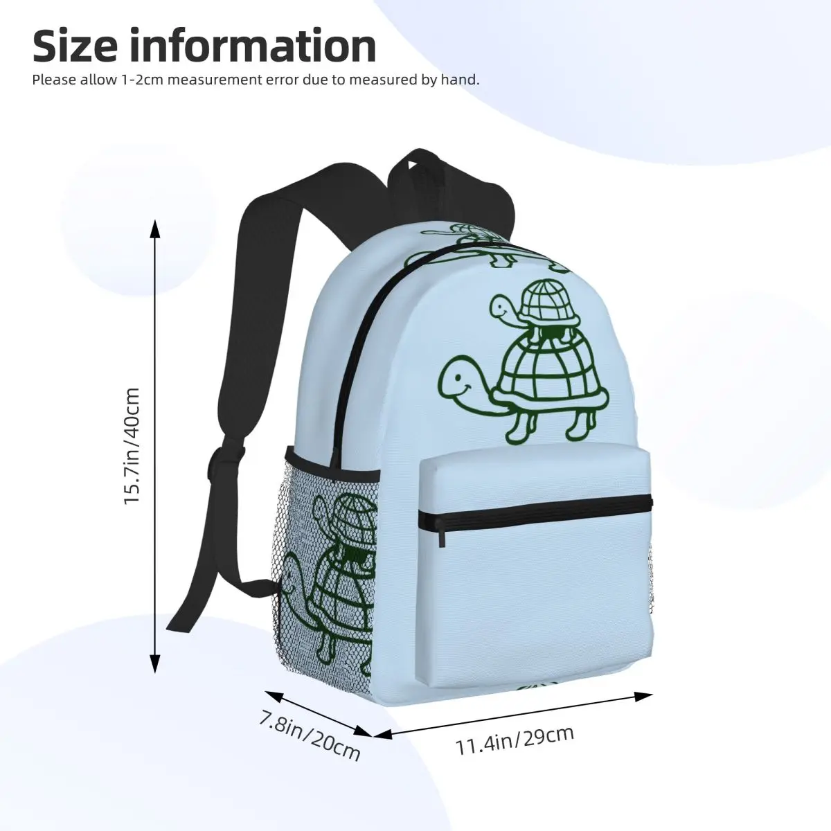 2 Tortoise Turtle Family Two Child Father Mother Dad Mom Backpack School Bag Hiking Daypack for Men Women Bookbag Shoulder Bags