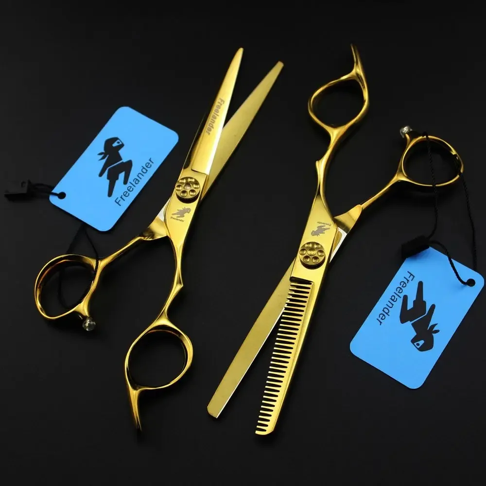 Hair Scissors 6 inch Gold Professional Hairdressing Scissors Thinning Scissor Cutting Shears Barber Scissors Ciseaux Coiffure