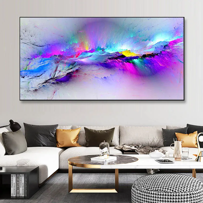 Abstract Colorful Blue Cloud Canvas Painting Landscape Posters And Prints Modern Wall Picture Living Room Home Decor No Frame