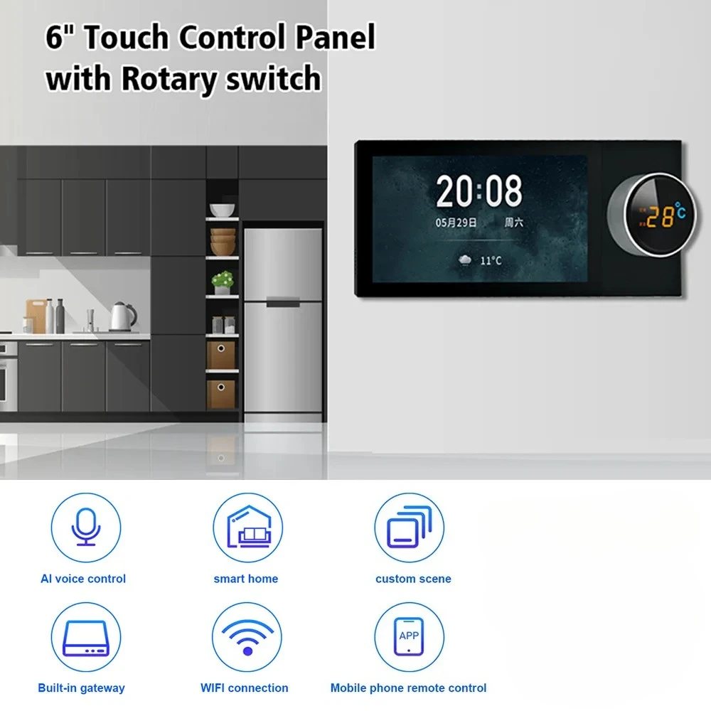 

Умный дом, 6-дюймовый центральный экран управления, встроенный шлюз Zigbee, динамик Alexa, интеллектуальный центральный экран управления Tuya
