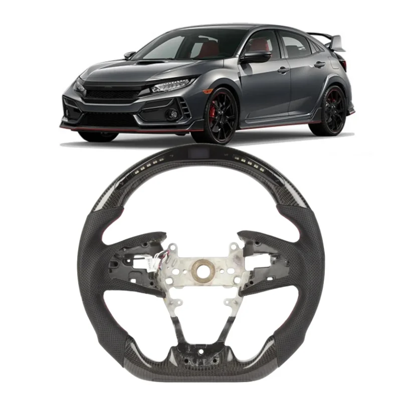 Carbon Fiber Steering Wheel For Honda Tenth Generation Civic 2017‑2021 LED Steering Wheel Modification Accessories Customization