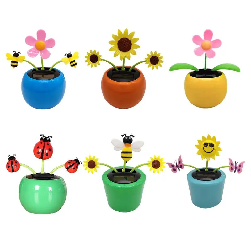 Solar Toy Sunflower Ornaments Dancing Flowers Solar Powered Car Dashboard Solar Automatic Swing Solar Flower Car Ornament