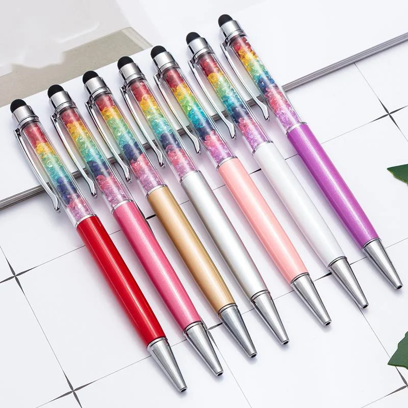 2 Pcs Candy Metal Color Spinning Ballpoint Pen Stationery