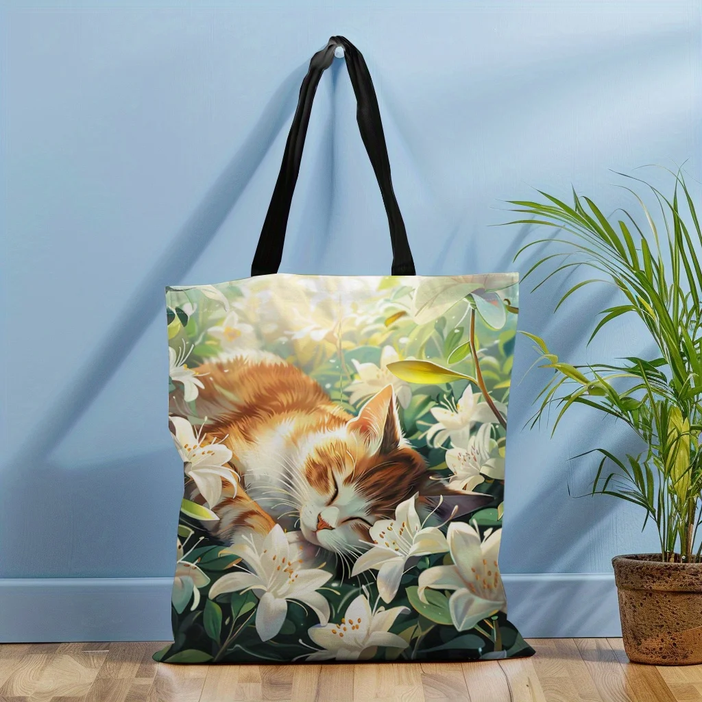 1pc Adorable Cat Tote Bag for Shopping & Daily Use, Pet Accessories Handle Bag Cat Lover Gifts Daily Casual Use Shoulder Bag