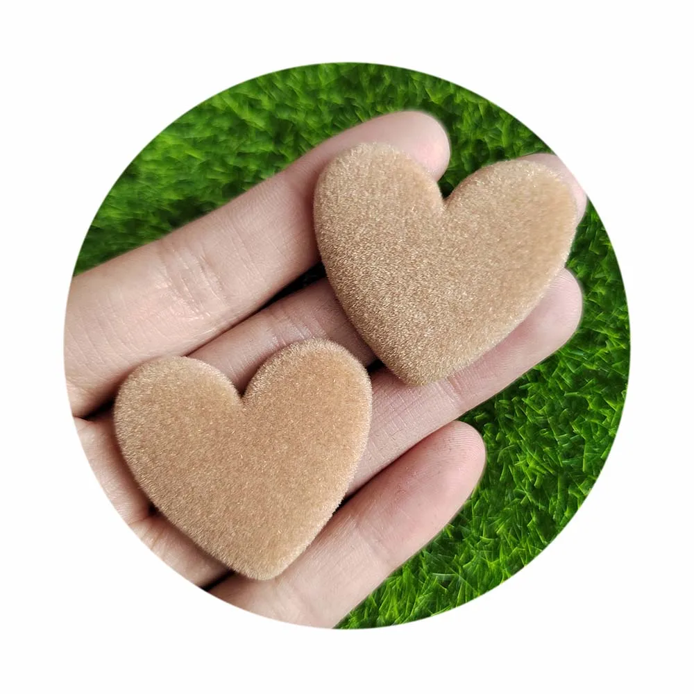 Colorful Flocked Resin Heart Beads Love Charm Connectors For Diy Earrings Hair Jewelry Making Accessories Material
