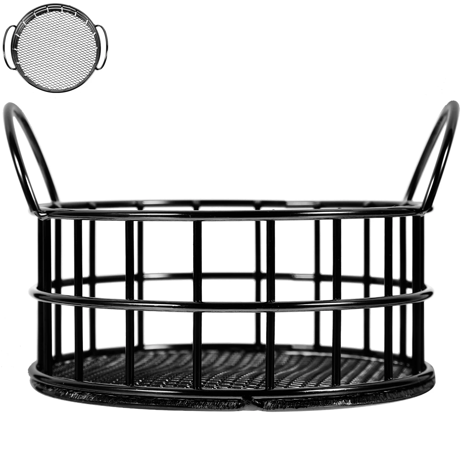 Desk Storage Box Tinsels Office Organizer Round Supplies Wrought Iron Snacks Basket Metal Grid