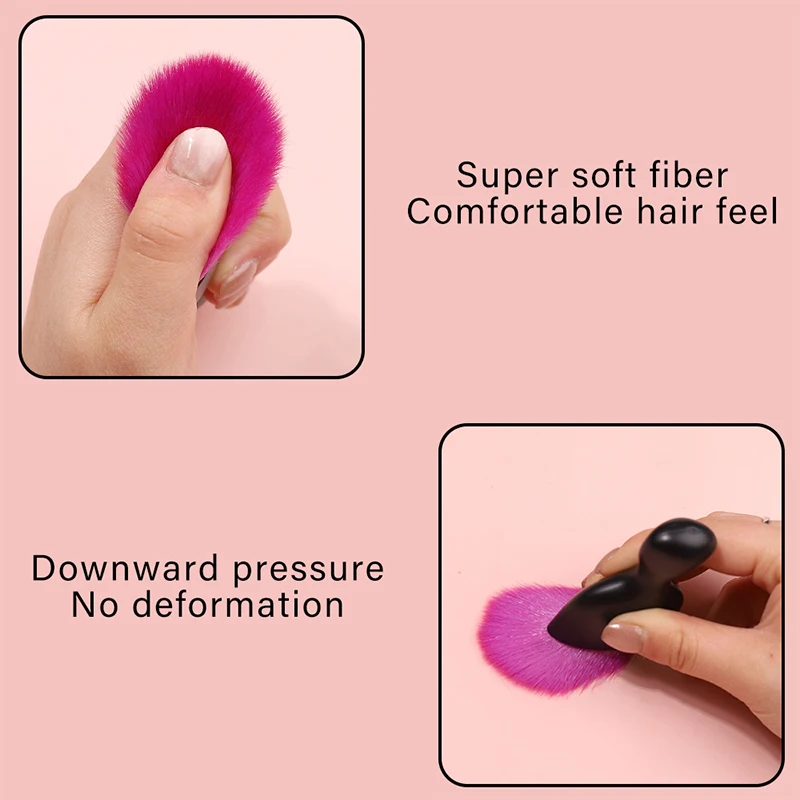 Professional Nails Art Dust Brush Brush Oval Gel Dust Cleaning Make Up Purplish Red Wavy Brush Manicure Tools