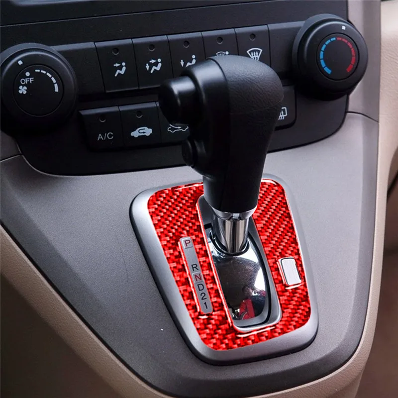 

Red Carbon Fiber Interior Trim Stickers | Window Lift Switch Dashboard Air Outlet Steering Wheel Button For Honda CRV 2007-2011
