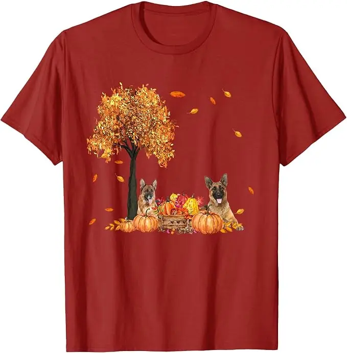 Deutscher Schäferhund Herbstblatt Herbst Hund Thanksgiving Halloween T-Shirt Y2k Hundeliebhaber Ästhetische Kleidung Neuheit Geschenk Weiches Baumwoll-T-Shirt – Detail 10