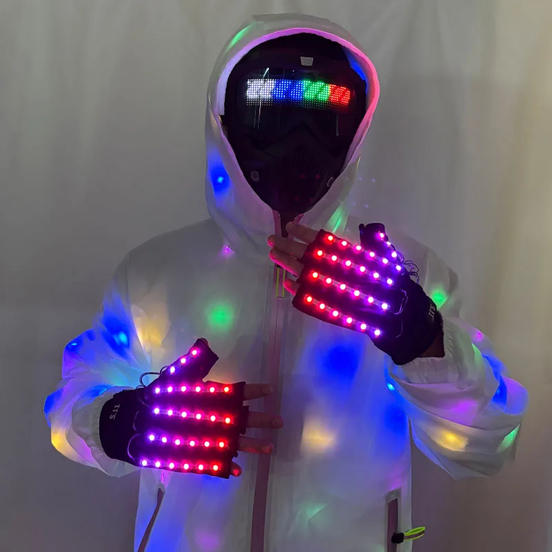 نظارات LED جديدة كاملة الألوان، تطبيق بلوتوث، قناع مضيء لحفلات أعياد الميلاد والهالوين، ملحقات تنكرية