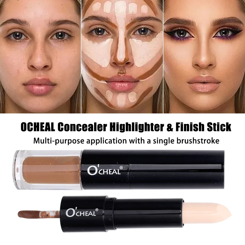 Tweekoppige Bronzer Contour Stick Concealer Pen Gezicht Make-Up Foundation Crème Markeerstift Schaduw Contouren Potlood Cosmetisch