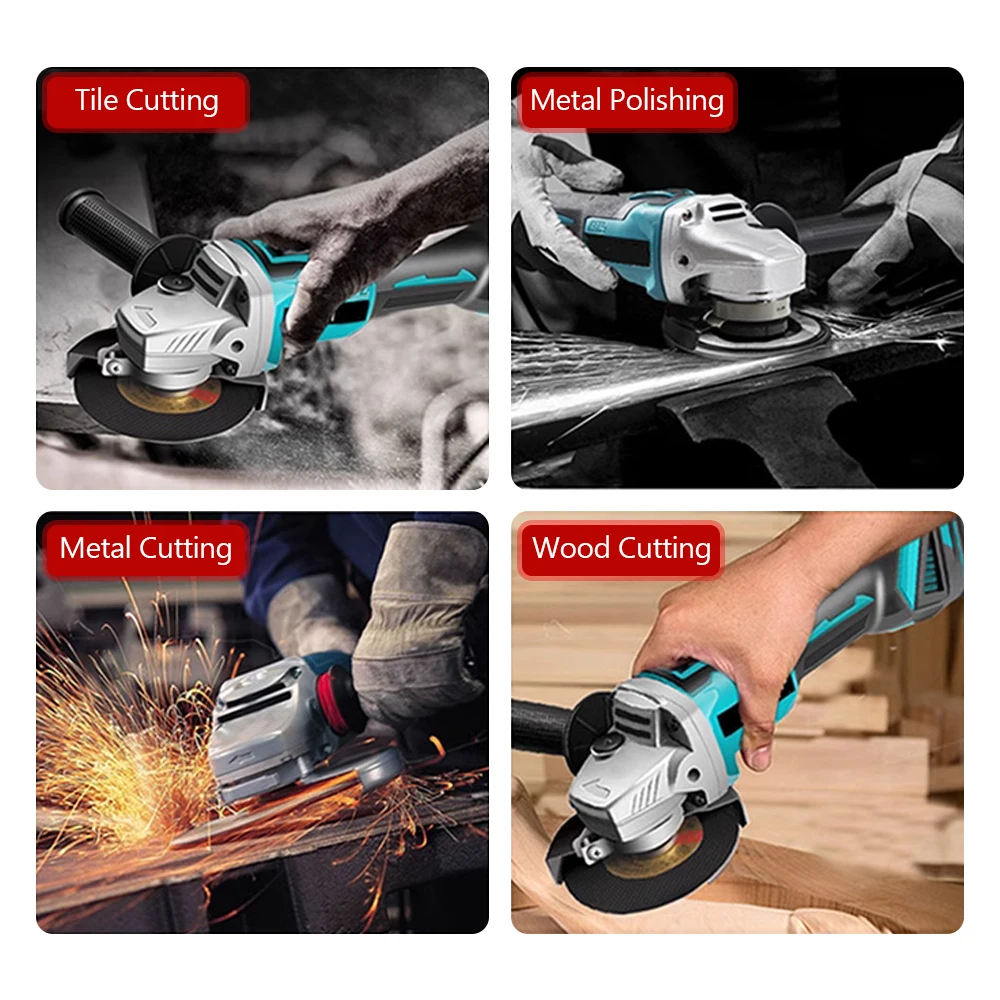 Cordless Electric Angle Grinder 100mm 125mm Brushless Variable Speed Cutting Polish Power Tool For Makita 18V Lithium Battery