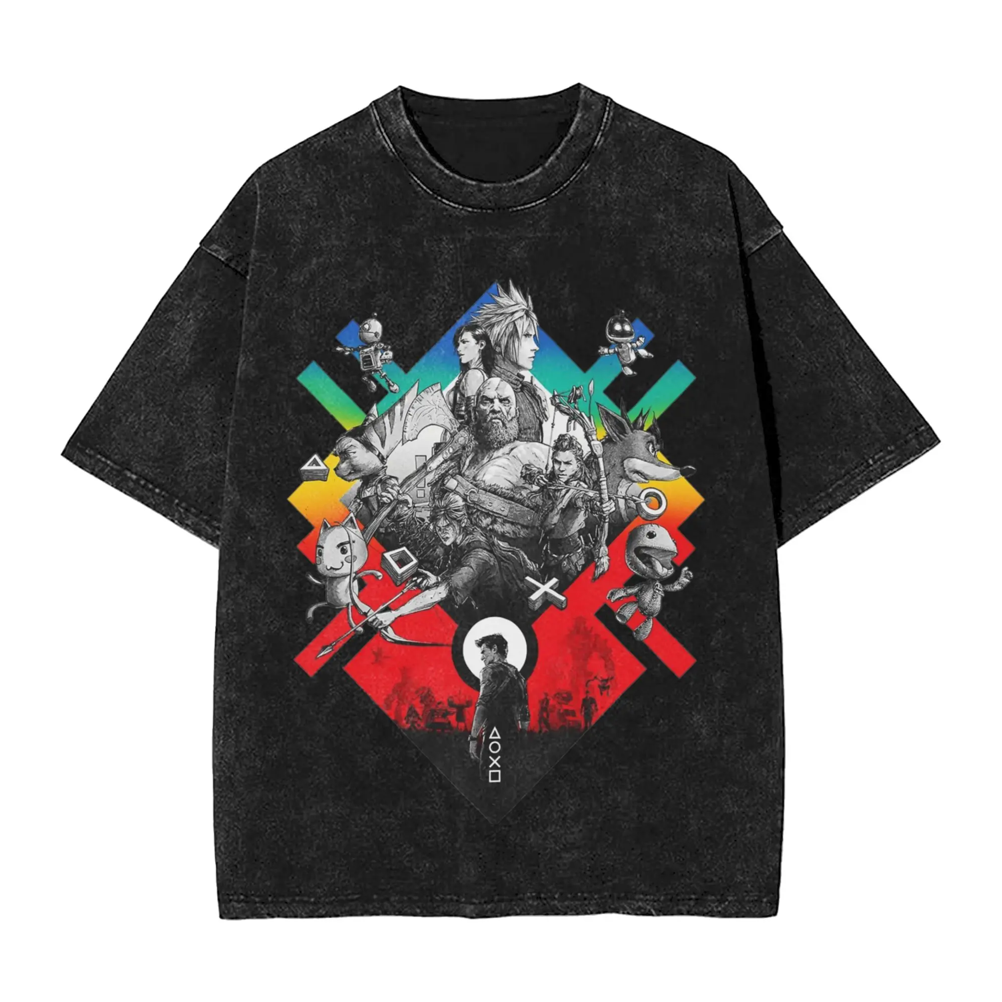 Leisure Finals Fantasys 7 Video Game Vintage Washed T Shirt Unisex Cotton Short Sleeve FF7 O-neck Summer Clothes