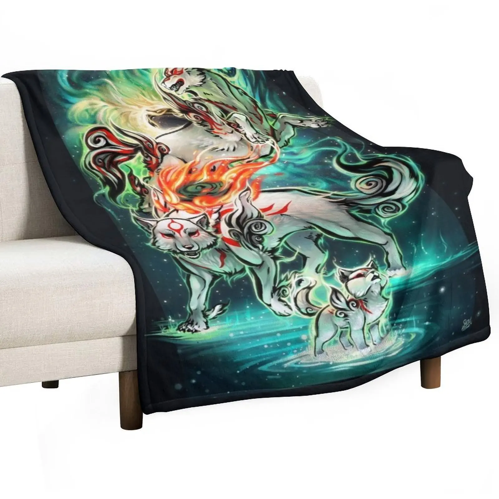 أجيال Okami رمي بطانية أنيمي بياضات السرير الفلانيل لبطانيات الأريكة #3