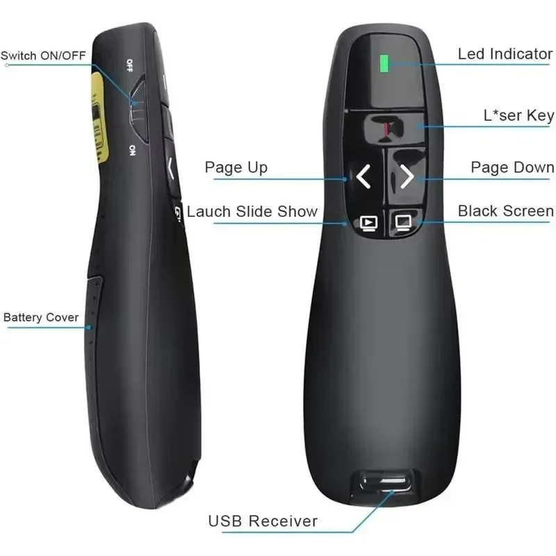 

YS Presentation Page PPT Smart Home 2.4GHz Wireless USB PowerpointRemote Clicker Pointer RF Presenter Pen Control Flip Clicker