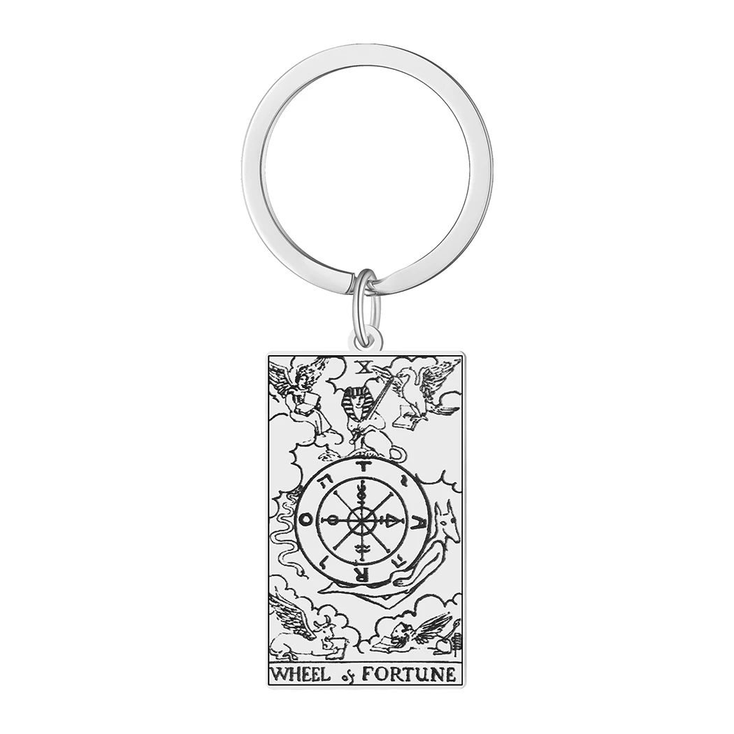 

Tarot Talisman Pendant Key Ring Wheel Fortune Stainless Steel Jewelry Key Chain Accessories for Men and Women Gifts