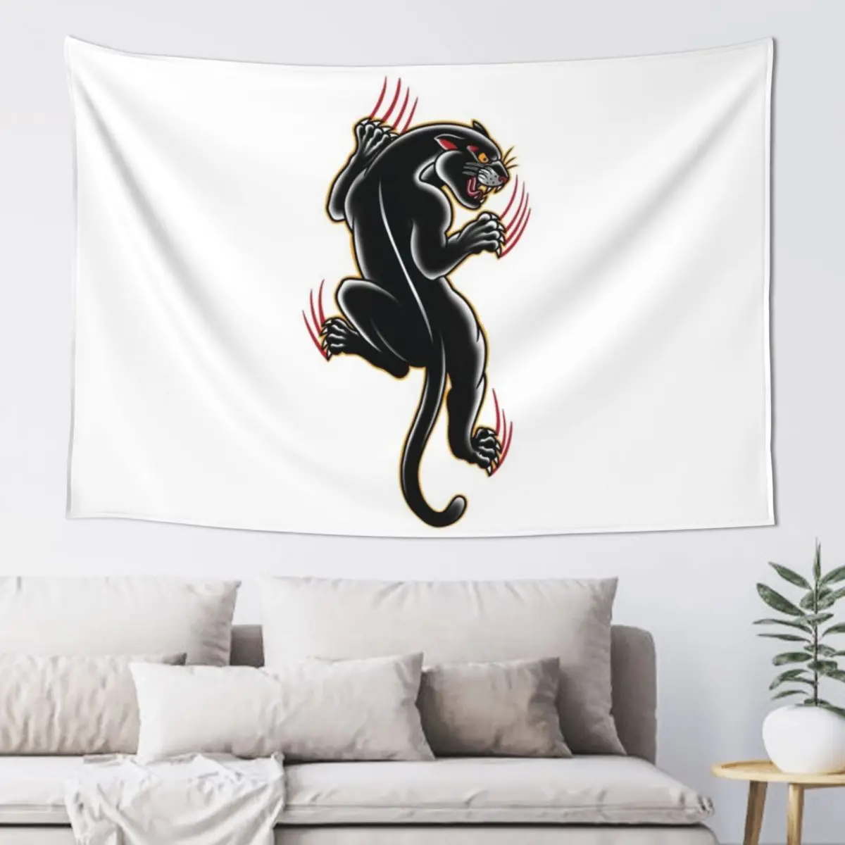 

Traditional Tattoo Panther illustration Tapestry Wall Hanging Room Decoration Aesthetic Anime Decor Room Decor Tapestry