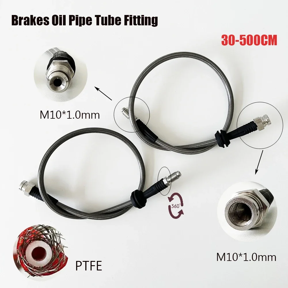 

2pcs M10*1.0mm Rotatable Joint Brakes Oil Pine Tube Fitting EPDM Metal High Performance AN3 Stainless Braided PTFE Brake Line