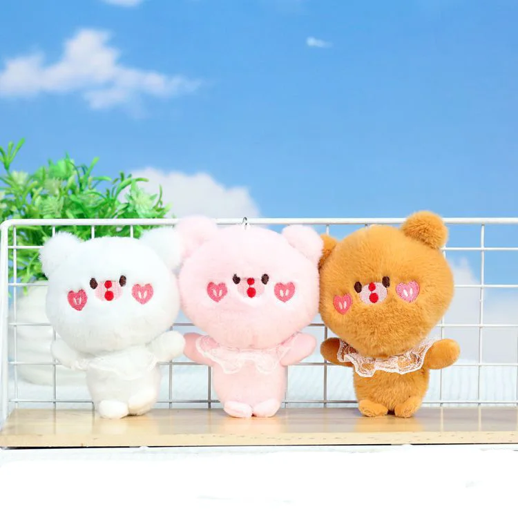 12cm kreative kawaii Bär Plüsch tier Anhänger niedlichen Schürze Bär Kinder Schult asche Charme Schlüssel bund Puppe Mädchen Geburtstags geschenk