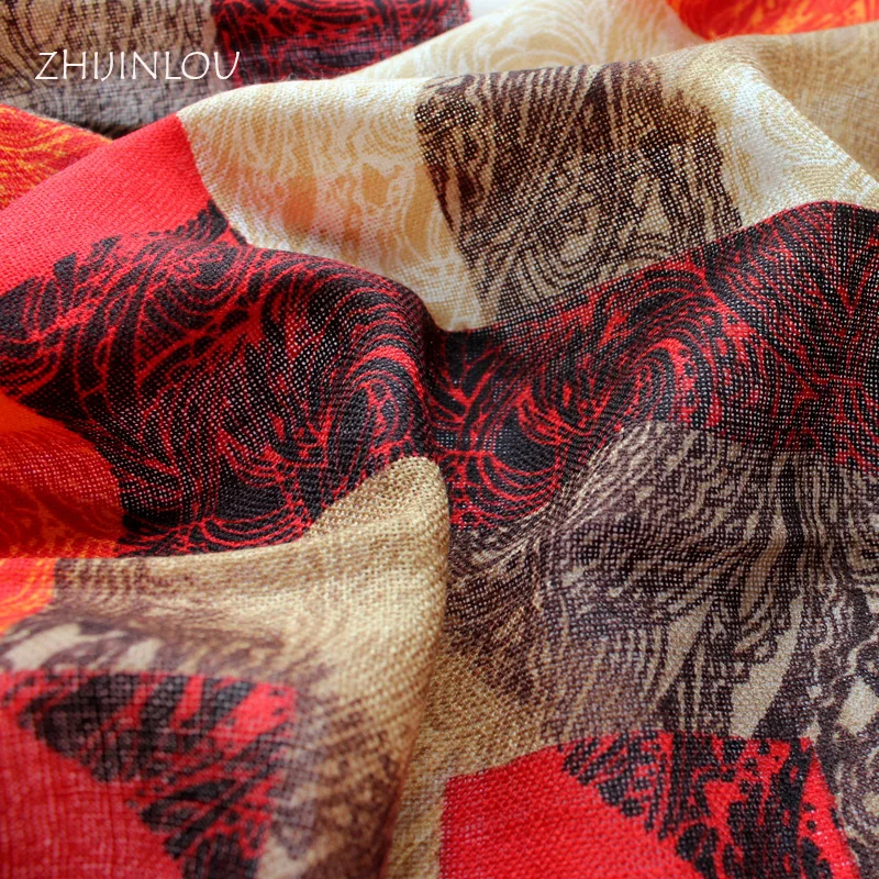 Wool Scarf Zhijinlou Female Winter Thin Type All-Match Red, Long Scarf Plaid Warm Shawl Dual-Use Autumn and Winter