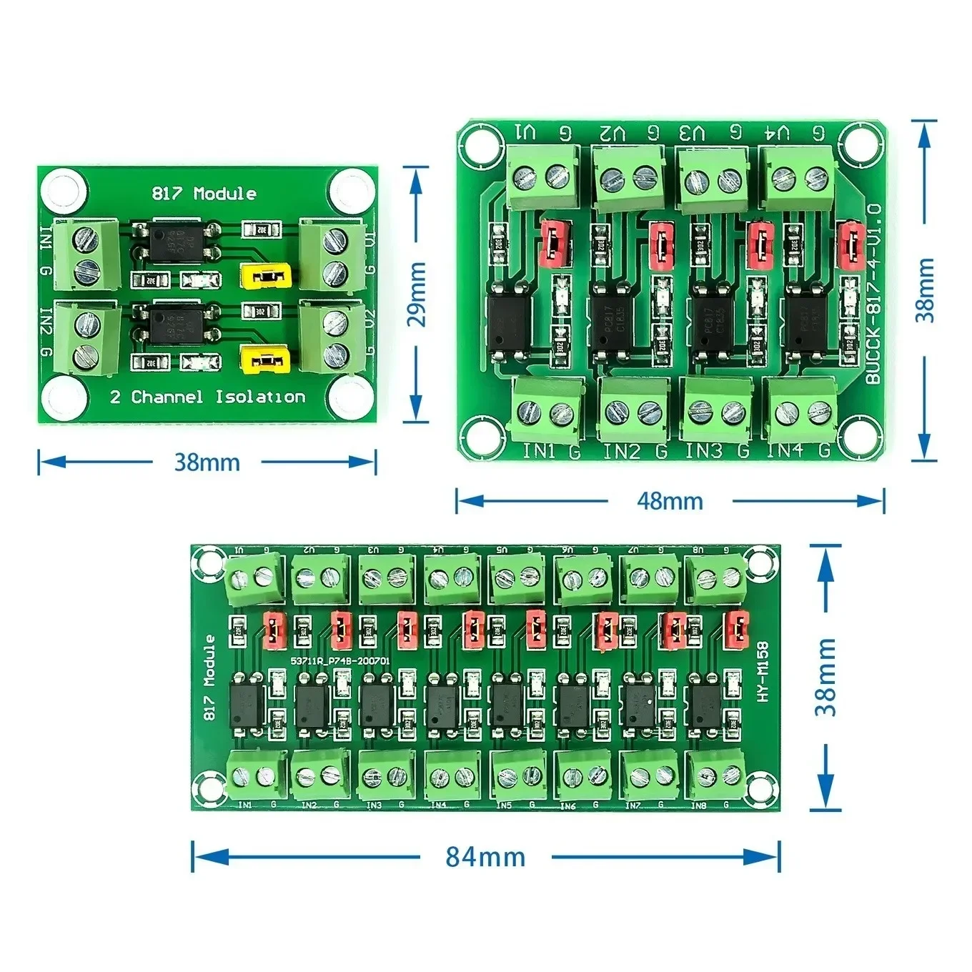 PC817 2/4/8 Channel Optocoupler Isolation Board Voltage Converter Adapter Module 3.6-30V Driver Photoelectric Isolated Module