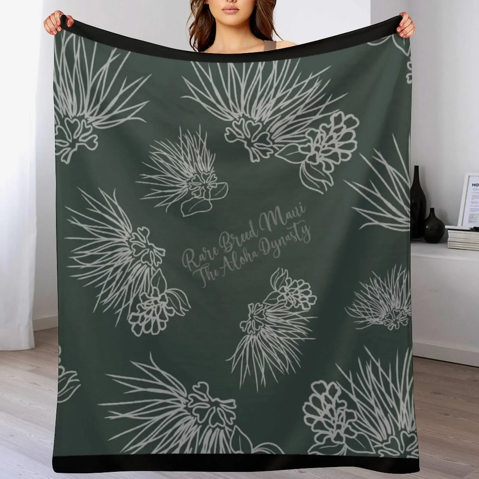 

Ohia Lehua Hawaiian Print Throw Blanket Modern Design Soft Blanket for Home Decor