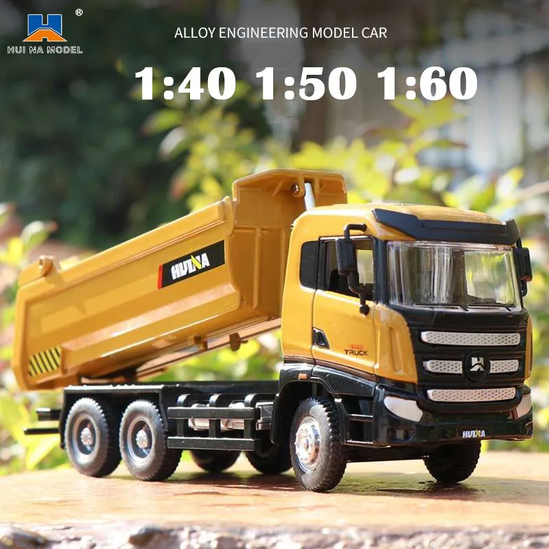 HUINA 1:50 1:60 Diecast Car Model Alloy Simulation Vehicle Die-Cast Dump Truck Bulldozer Backhoe Loader Excavator Collectables