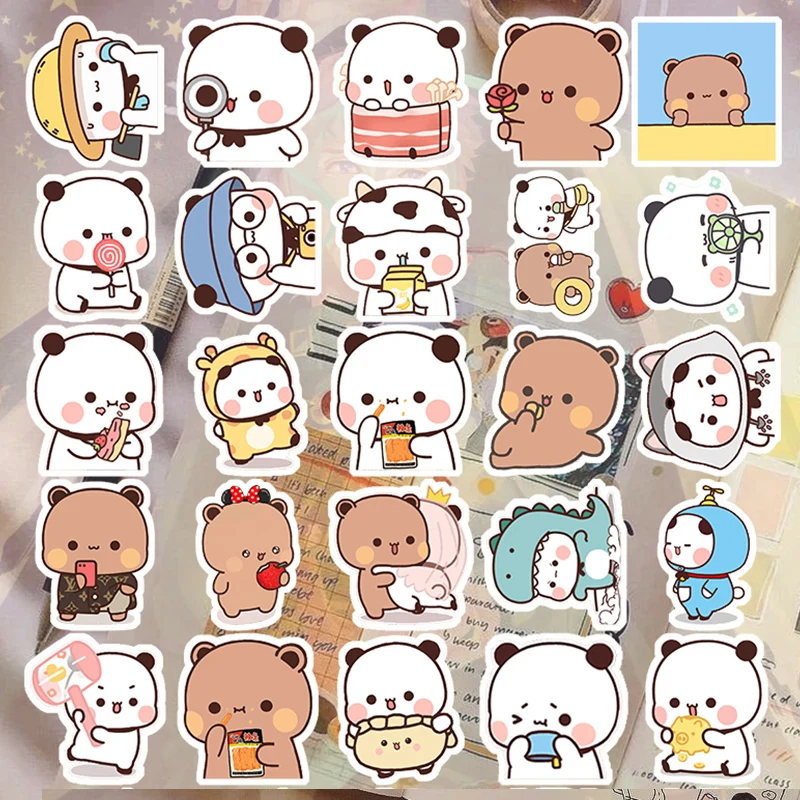 80pcs Cute Little Bear Cute Emoji Bag Sticker Cartoon Little Bear Sticker Cup IPad Diary Handbook Material Graffiti Sticker