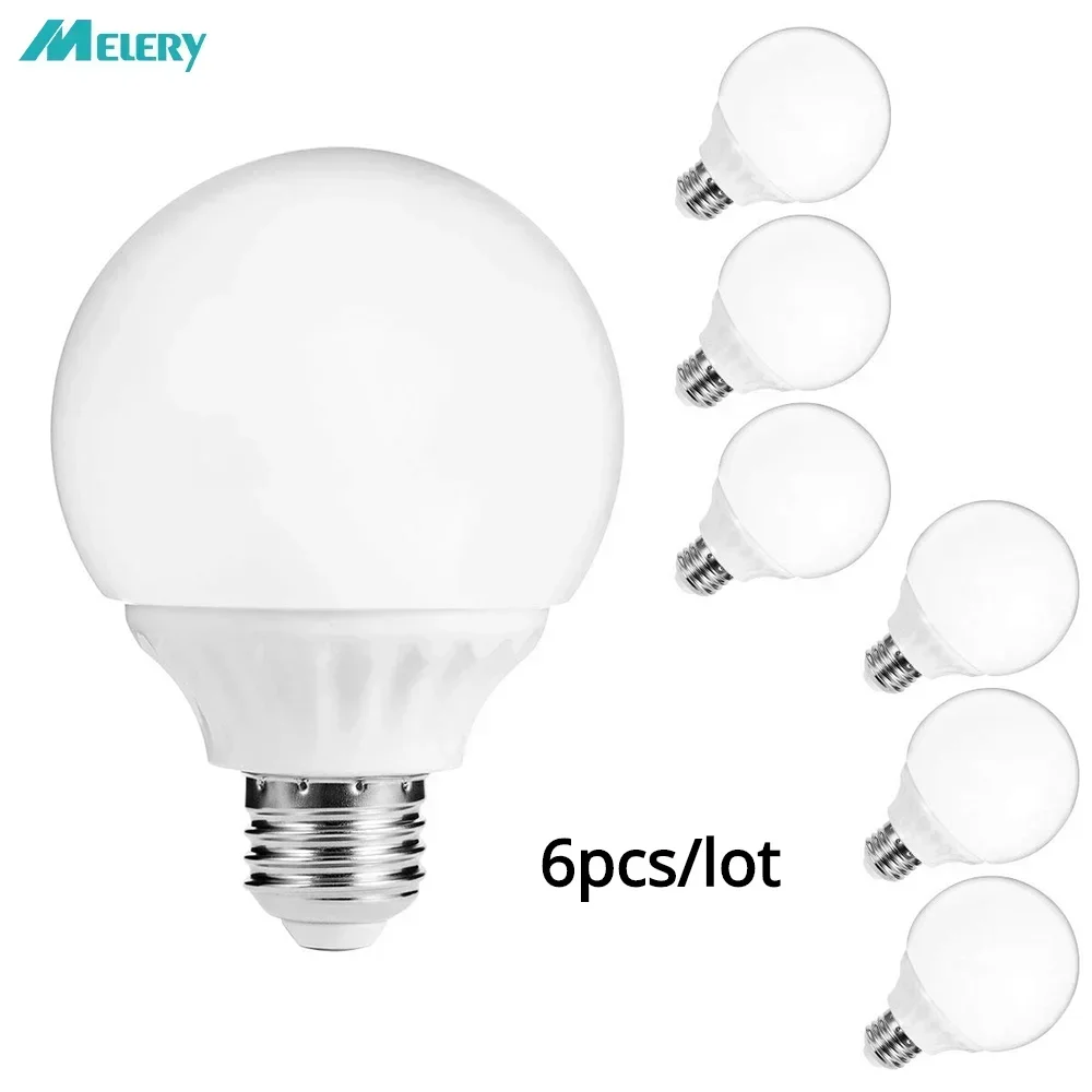 

LED Bulbs Globe G80 Vanity Light Lamp Warm Daylight White 6000K 45W Equivalent 6W E26 Bulb for Bedroom Washroom Mirror 6Pack