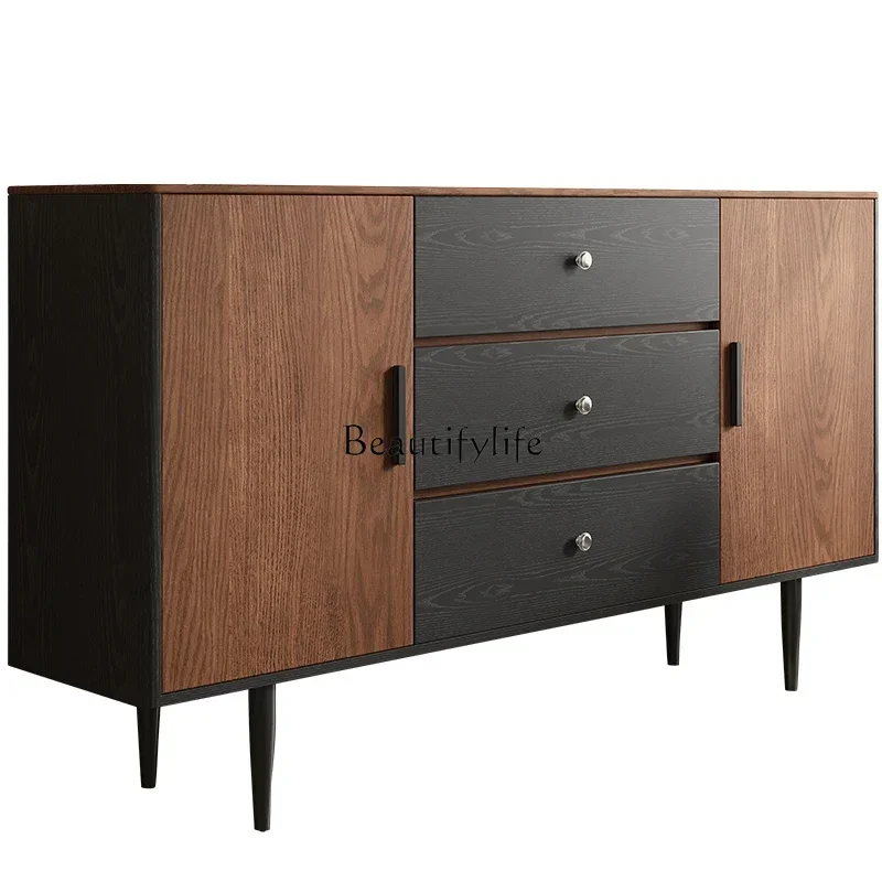 

LRetro solid wood storage, medium and ancient style, dining side storage, high bedside storage chest