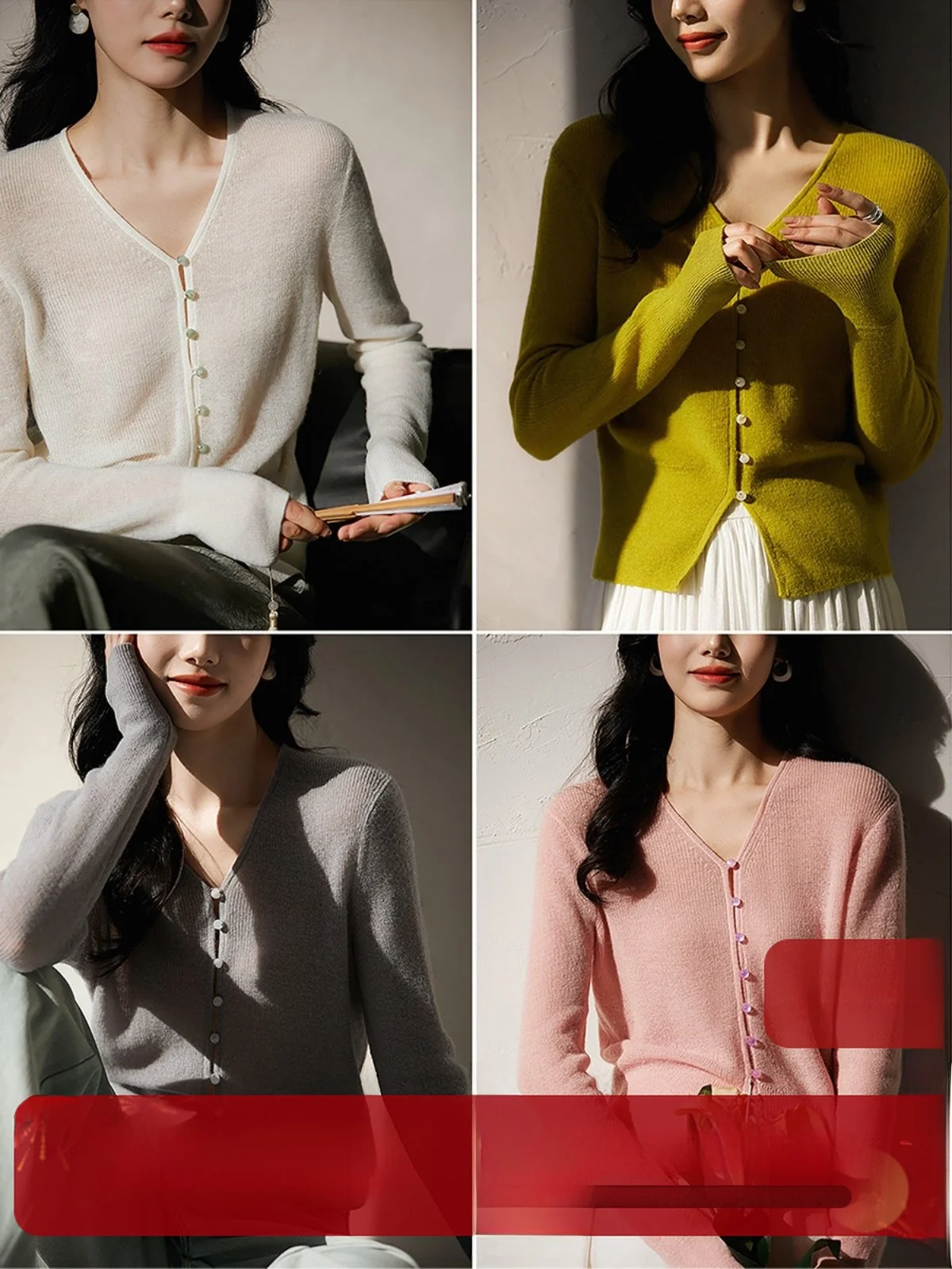 

Spring Mountain BabyAlpaca Soft Wool Knitted V-ne Open Cardigan Women's Long Sve Regular Length Commute Sle Faion