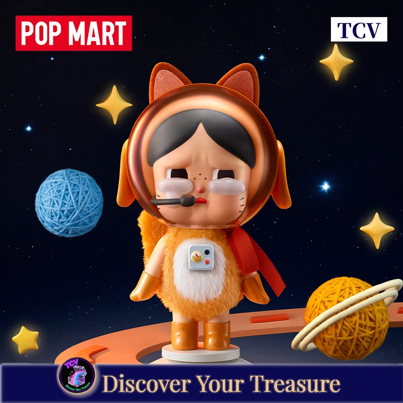 Tcv Popmart Crybaby Space Cat Handmade Orange Doll Ornament Handmade Blind Box Figures Mystery Box Christmas New Year'S Eve Gift