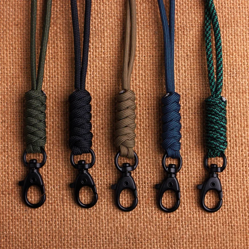 Emergency Survival Backpack High Strength Paracord Keychain Parachute Cord Lanyard Rotatable Buckle Key Ring