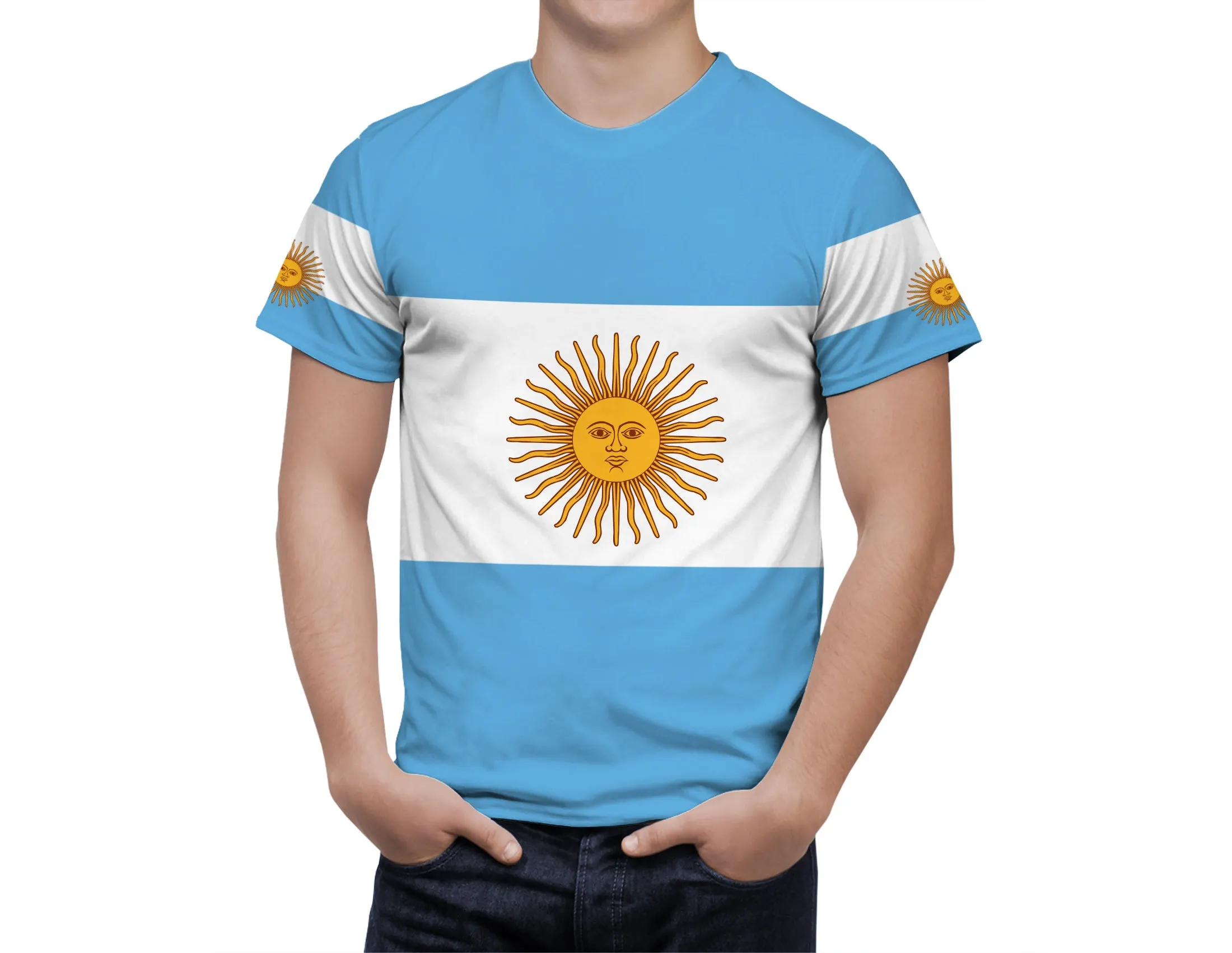 Men\'s Argentina T-Shirt Casual 3D Printed T Shirts for Men Short Sleeve Cool Tee Patriotic Shirt