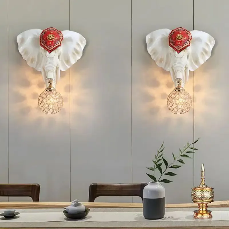 ABEL Modern Elephant Wall Lamps LED Interior Creative European Resin Sconce Light for Home Living Room Hall Decor