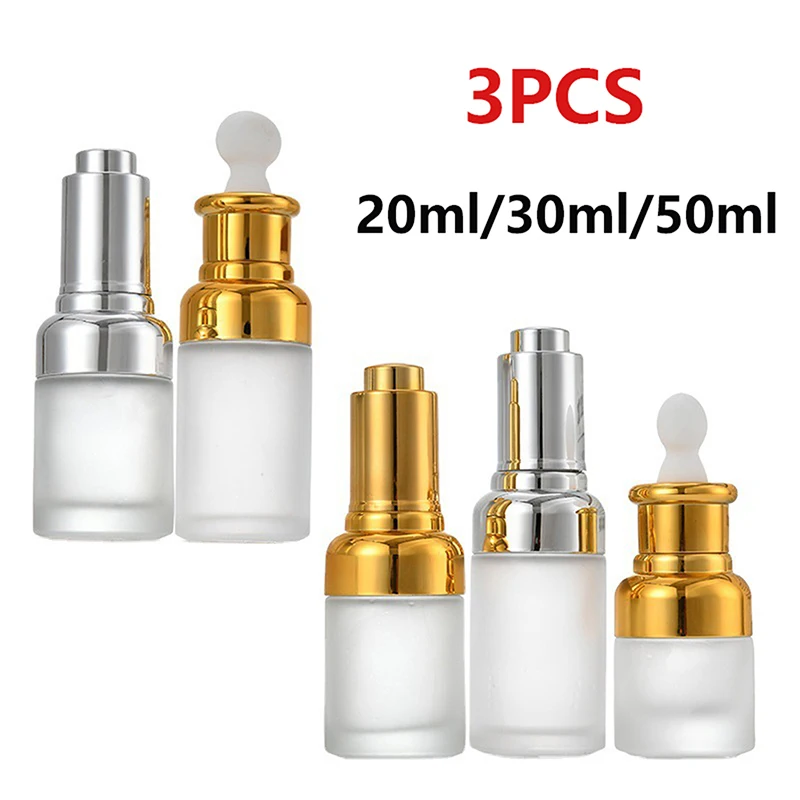 3pcs Essential Oil Bottle 20ml 30ml Empty Gold Glass Perfume Bottle Dropper Bottle Attar Oil Bottle Portable Sample Bottle DIY