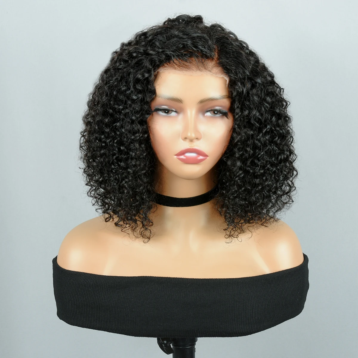 210%D غلويليس الباروكات شعر الإنسان مجعد بوب شعر مستعار 100% شعر الإنسان جاهز لارتداء مجعد 6X4 بوب الدانتيل الجبهة خصلات الشعر المستعار الإنسان جودة عالية #3