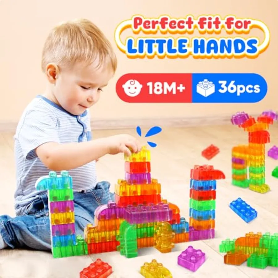LESONG Zintuiglijke zachte bouwstenen voor peuters 36 stuks Jelly Squishy Stapelblokken voor peuters 13 Zintuiglijk speelgoed voor met Auti