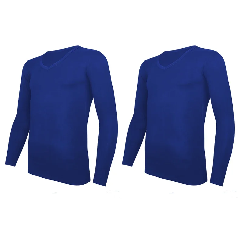 2PCS men's low-necked large-necked V-neck Modal warm autumn clothes single-piece bottoming shirt cotton sweater thin top