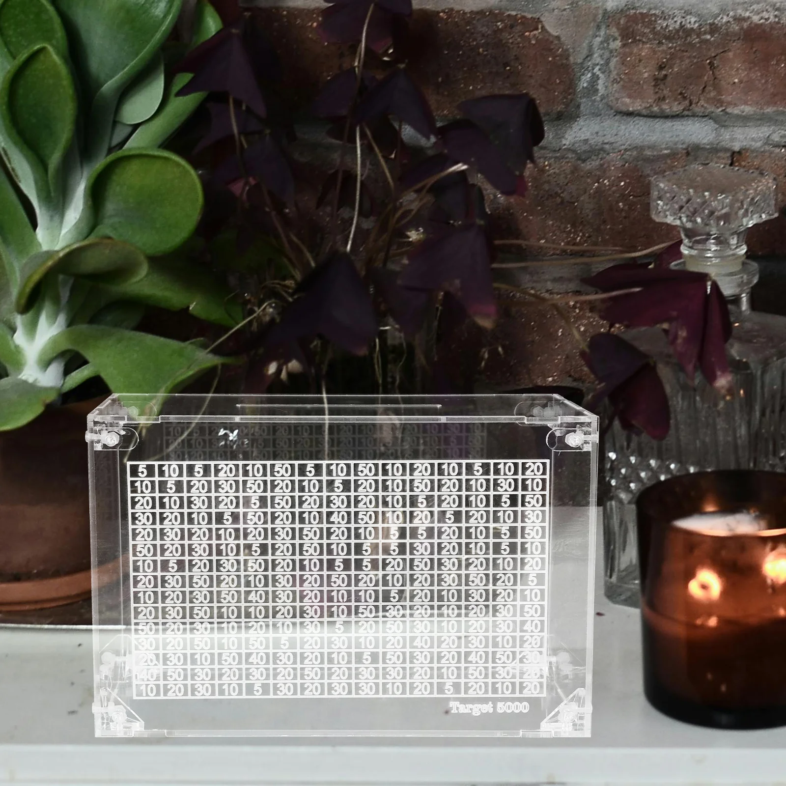 

Acrylic Clear Piggy Bank Transparent Money Box Cash Savings Jar for Adults Cute Counter Money Saving Goal to 5000