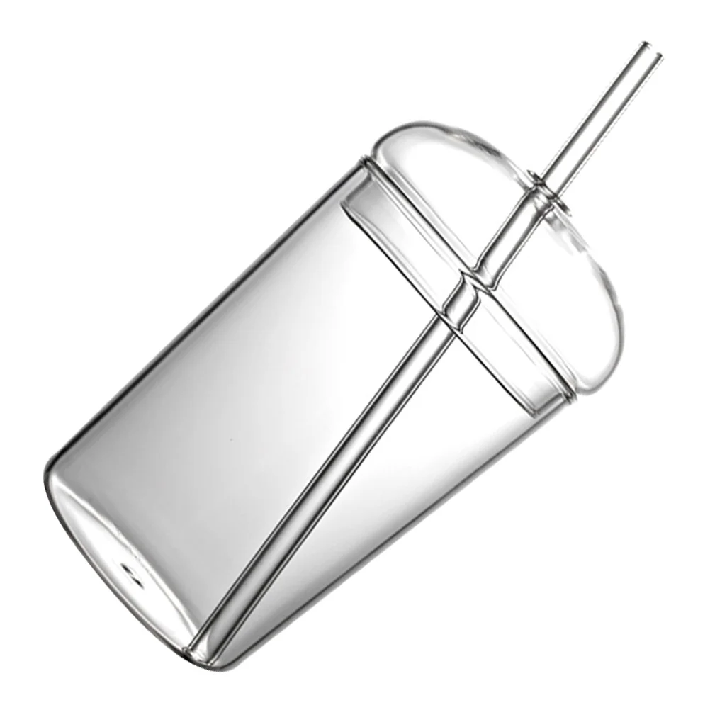 

Glass Straw Cup Large Capacity 16.91oz Decorative Glass Drinking Cup Household Beverage Container Portable Juice Mug