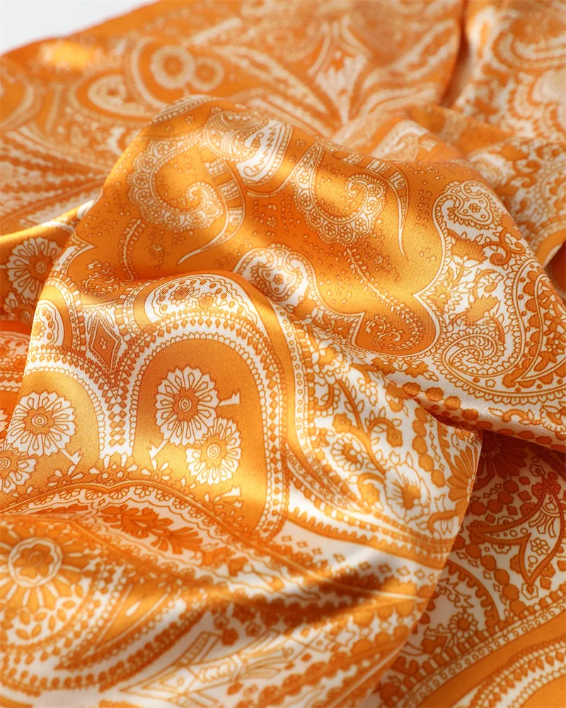 90*90cm Damen Mode Bedruckter Quadratischer Schal Großer Seidenschal Luxuriöses Strandtuch Wickeltuch Damen Hijab Halstuch – Detail 19