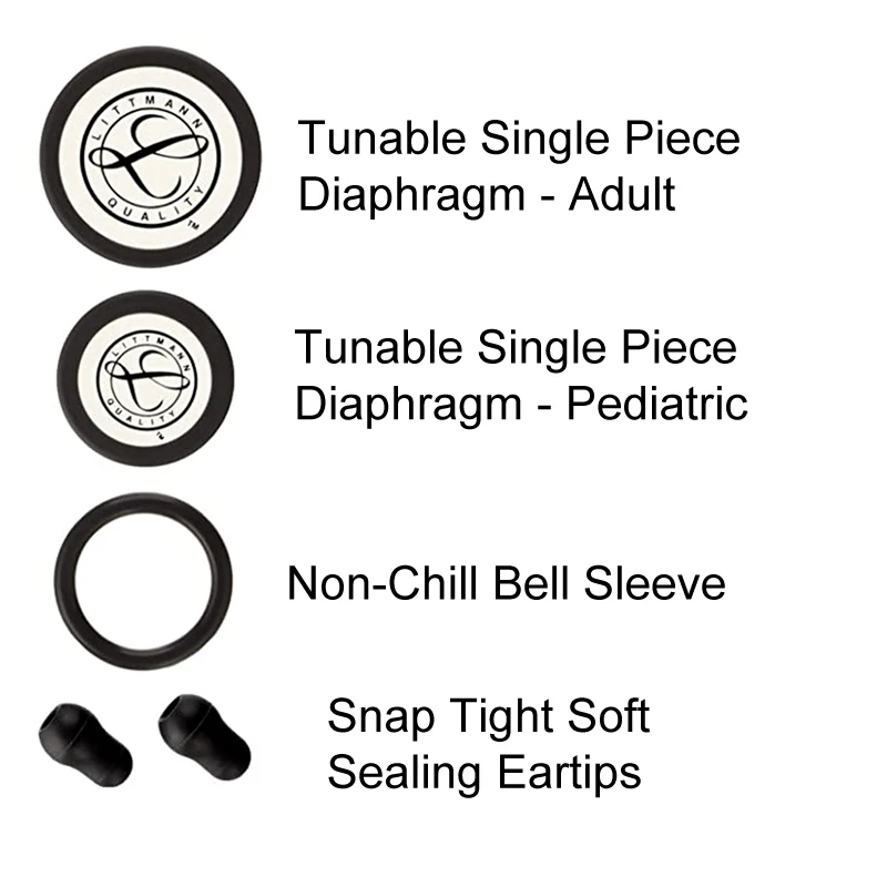 Littmann Medical Stethoscope Spare Parts Replacement Accessories Tunable Diaphragm Rim Assembly Kit 40016 Black for Classic III