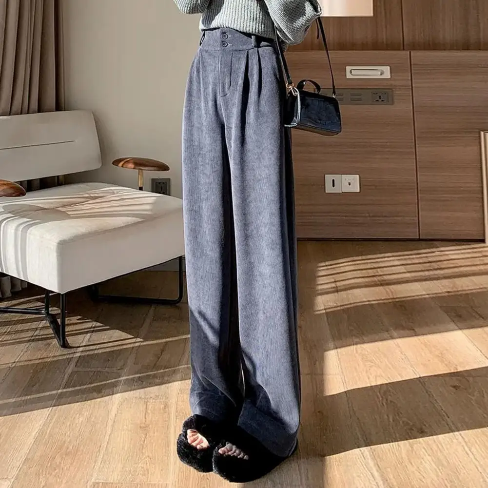 Comfortable Women Pants Stylish High Waist Winter Wide Leg Pants Comfy Plus Velvet Trousers for Women Loose Straight for Women