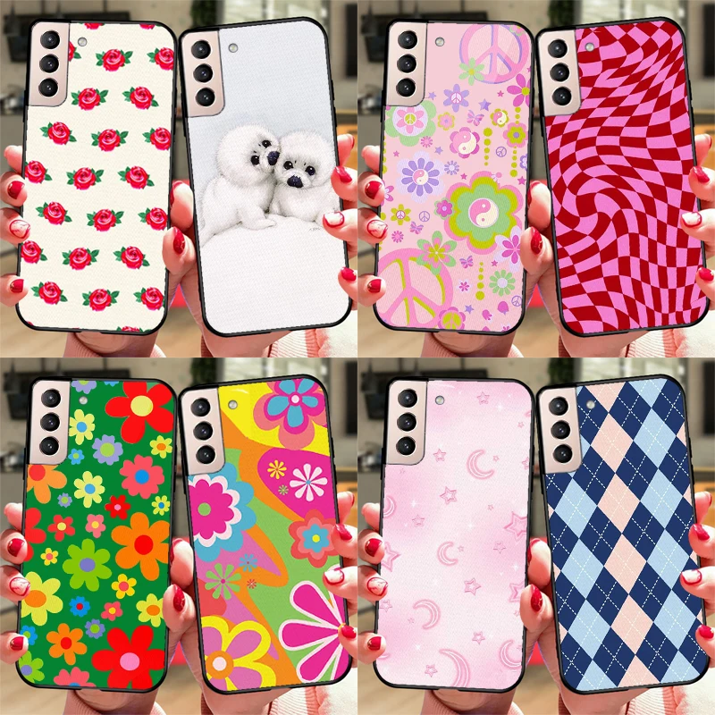 Peacr N Luv Flower Power Slumber Party Case For Samsung Galaxy S23 S22 S21 Ultra Note 20 Note 10 S8 S9 S10 Plus S20 FE Cover