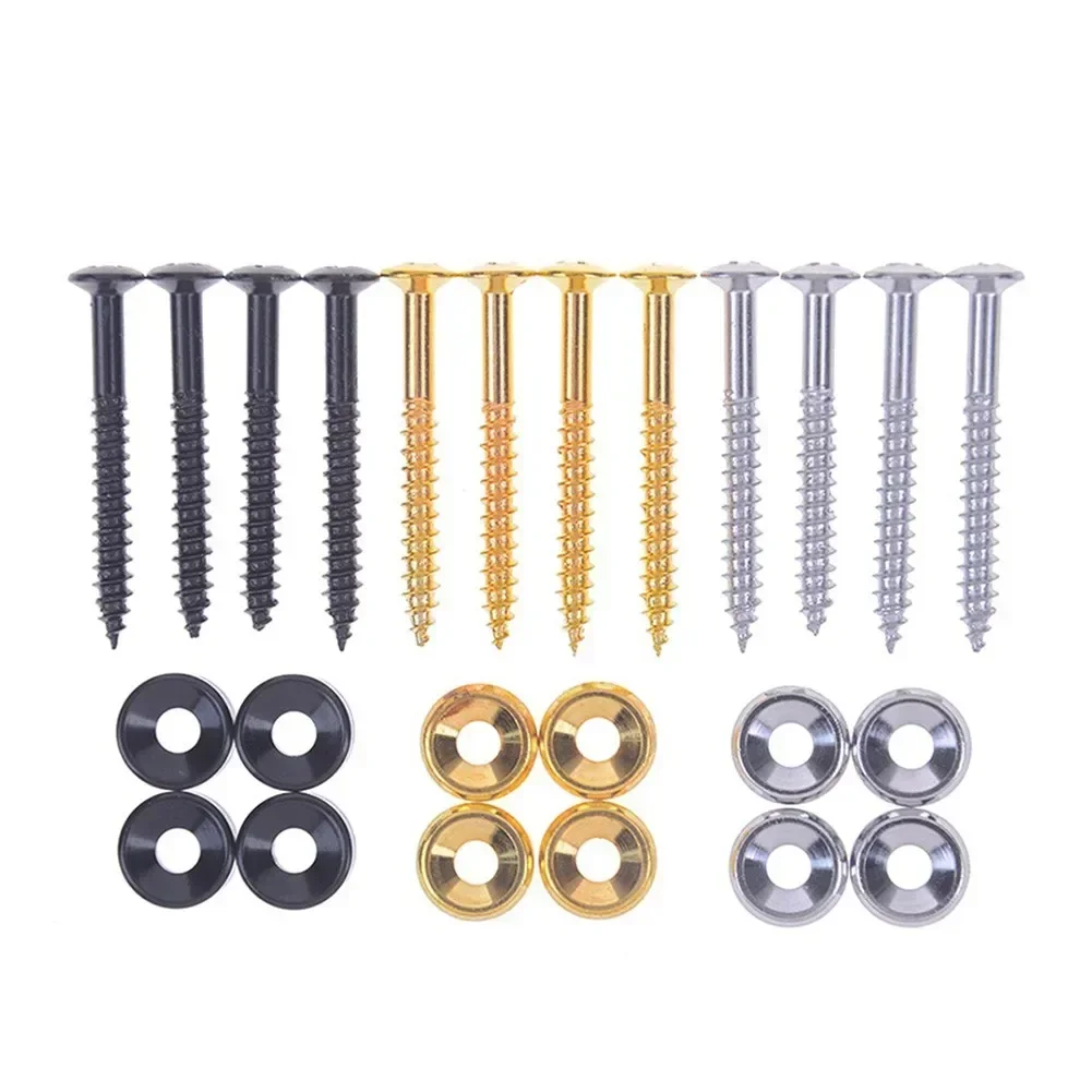 4pcs Guitar Neck Joint Plate Screw Bushings Ferrules With Bushings&Bolts Electric Guitars Instrument Metal Mounting Musical Neck