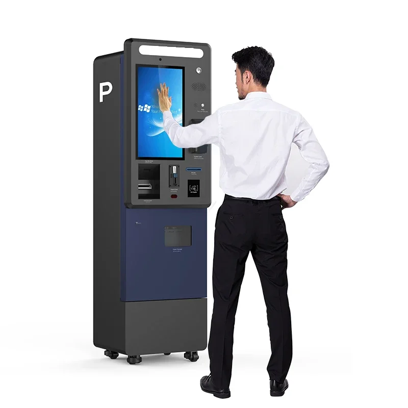 Outdoor Self Service Parking Washing Machine Centralised Kiosk Payment System Kiosk With Voucher Printer Ticket Machines