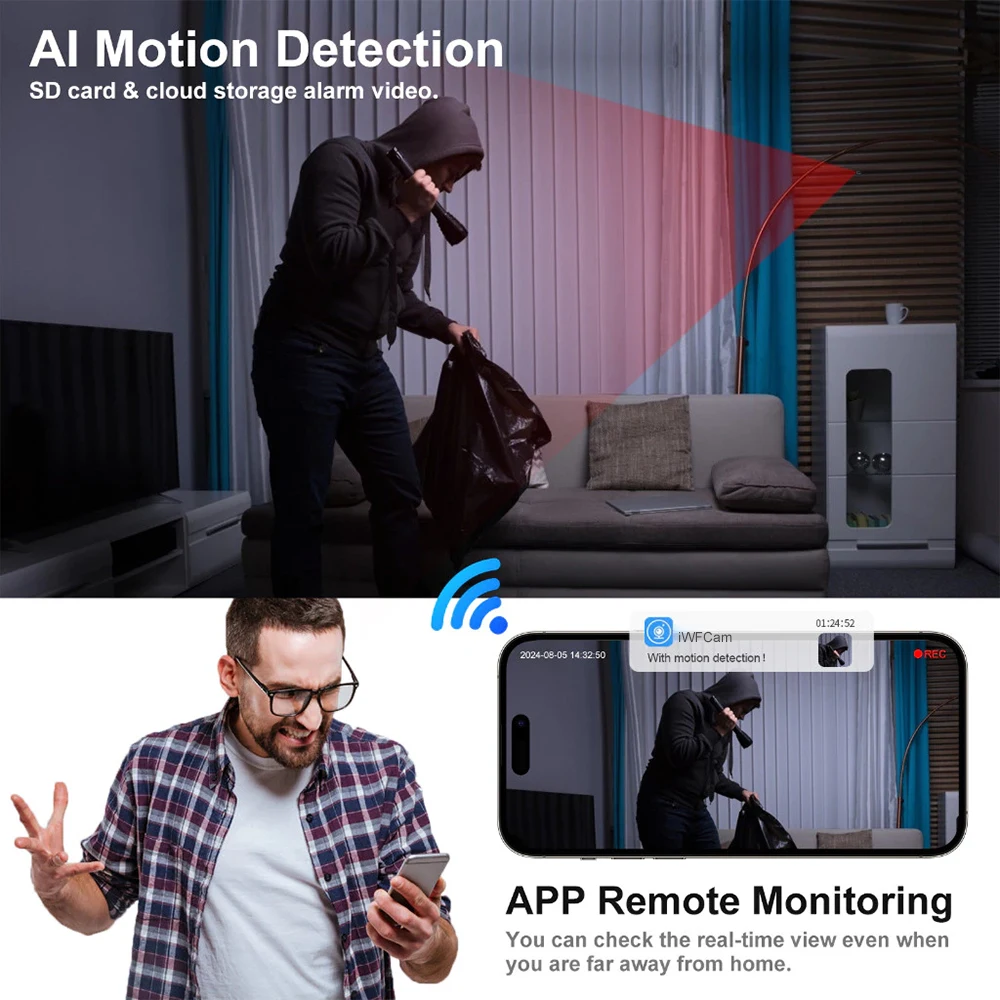 Loop Record Mini Camera 1080P HD WiFi Wireless Cam Video Recorder Indoor Security Protection Surveillance Camcorder Baby Monitor